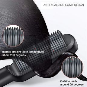 Hair straightener brush