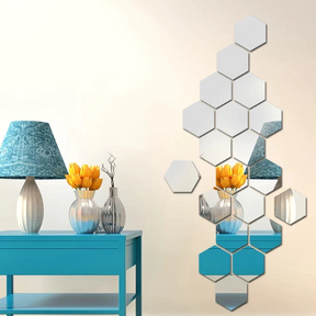 Acrylic Hexagon wall decor Mirror (SILVER)