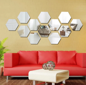 Acrylic Hexagon wall decor Mirror (SILVER)