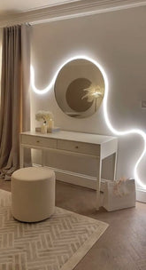 Circle Mirror with White Glowing Strip