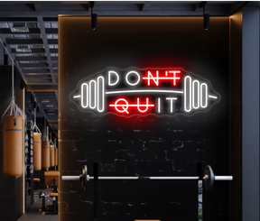 Don't Quit with Dumbbell Neon Sign
